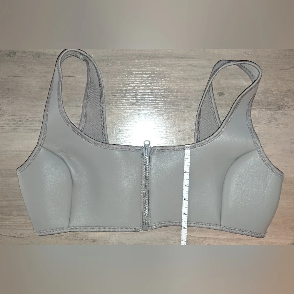 ❤️NWT SKIMS 2 piece Rubberized Scuba Swim Scoop top + bikini bottoms Set Grey 2X